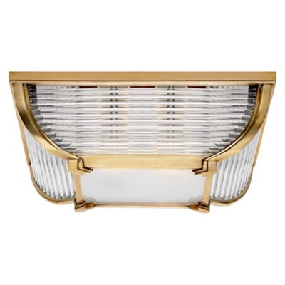 Perry Large Flush Mount in Natural Brass with White Glass